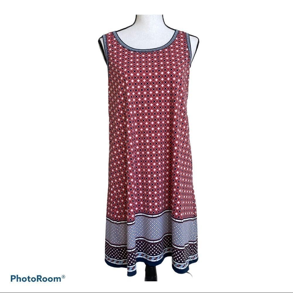 Max Studio Geo Red Print Dress Size Small‎